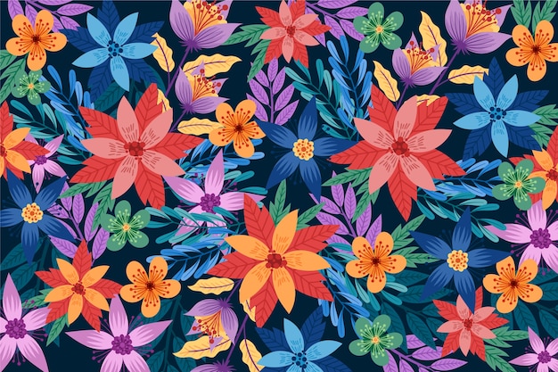 Free vector colourful exotic floral background