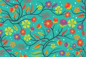 Free vector colourful exotic floral blue background