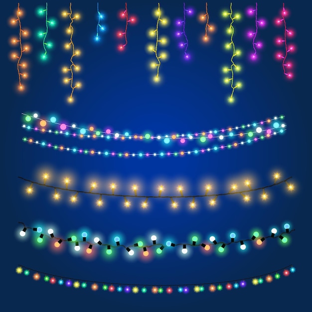 Colourful festive garlands set