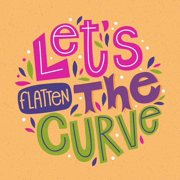 Free vector colourful flatten the curve lettering