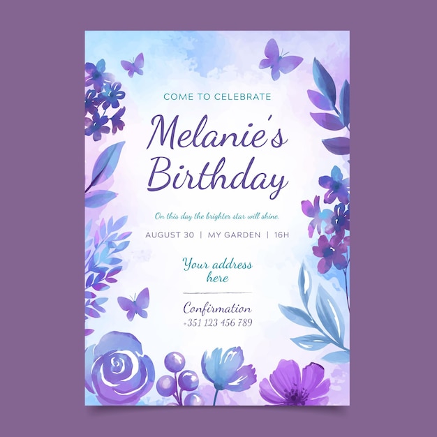 Free vector colourful floral birthday card template