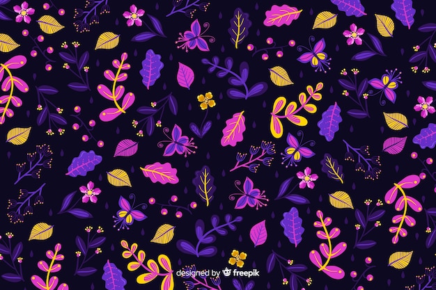 Free vector colourful flowers on dark background