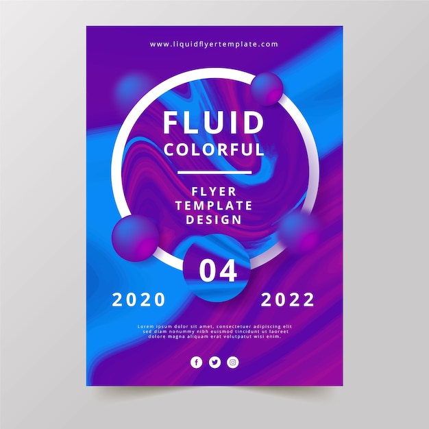 Free vector colourful fluid effect flyer template design