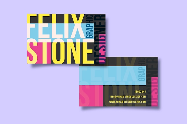 Красочный забавный шаблон визитной карточки графического дизайнера