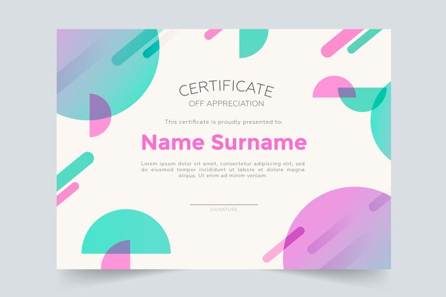 Colourful geometric pastel-tones certificate template