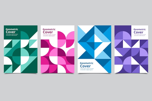 Free vector colourful geometric shapes cover set