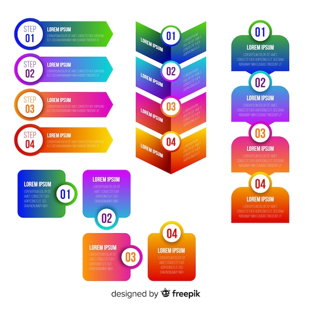 Красочный градиент инфографики шаги