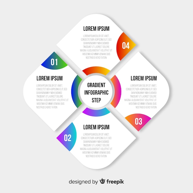 Passaggi di infografica gradiente colorato