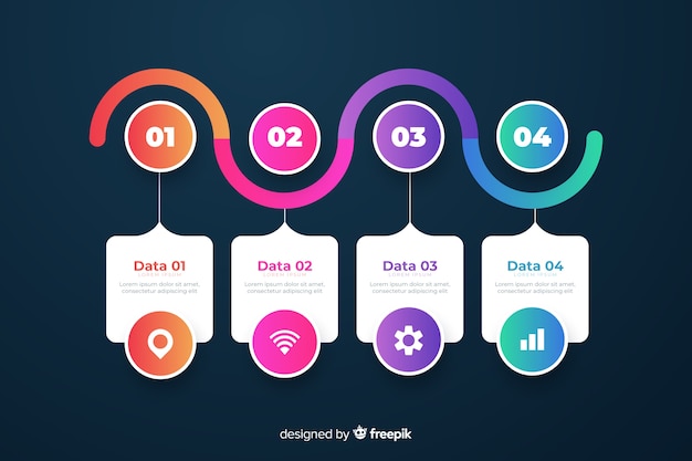 Colourful gradient infographic steps