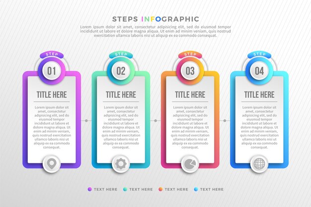 화려한 그라데이션 infographic 단계