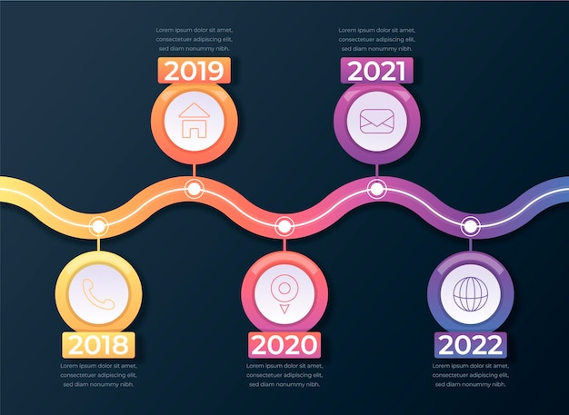 Infografica timeline gradiente colorato
