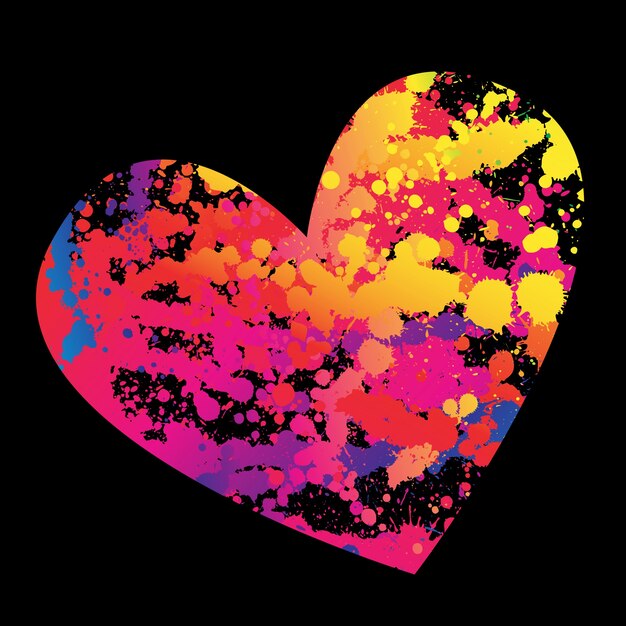 Colourful grunge style heart 