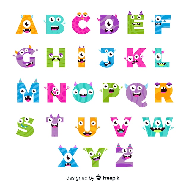 Free vector colourful halloween monster alphabet
