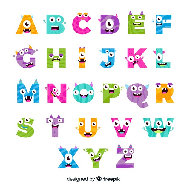 Colourful halloween monster alphabet