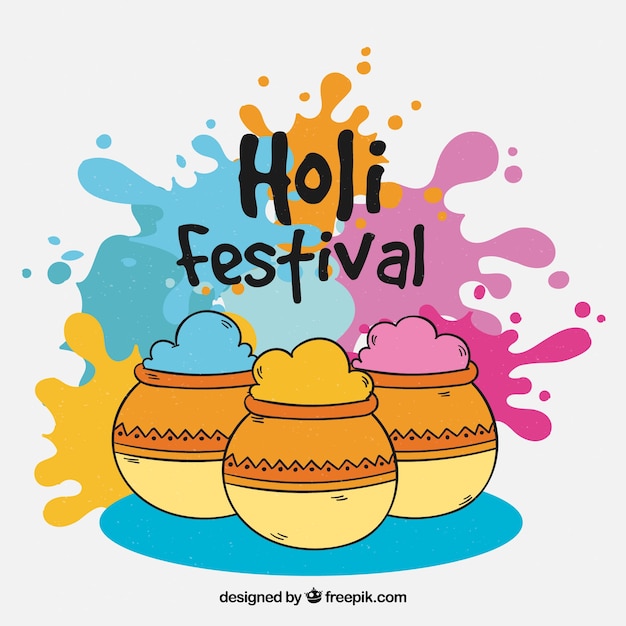 Free Vector colourful hand drawn background holi festival