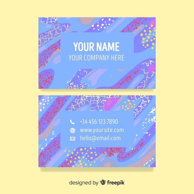 Free vector colourful hand painted business card template