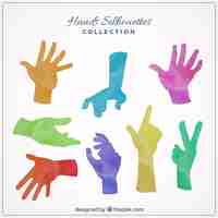 Free vector colourful hand silhouettes