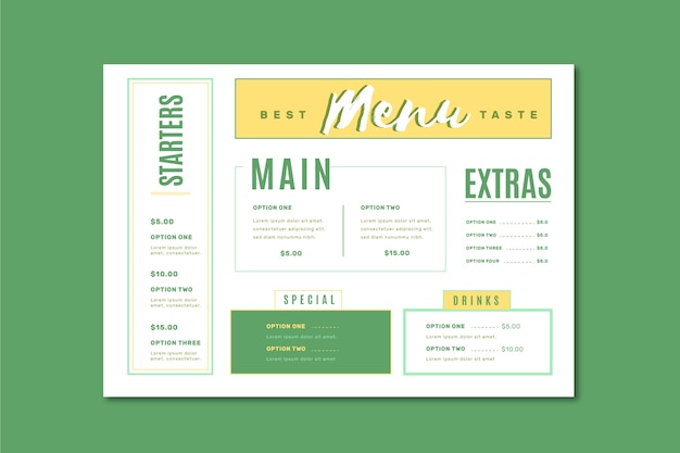 Free vector colourful healthy food menu template