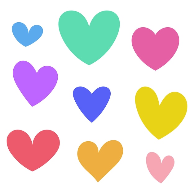 Vettore gratuito set di cuori colorati vectorart