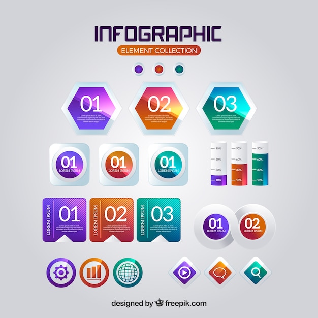 Vettore gratuito elementi infographic colorati con effetto sfumato