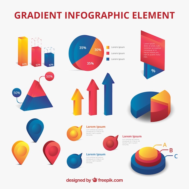 Colourful infographic elements with gradient effect