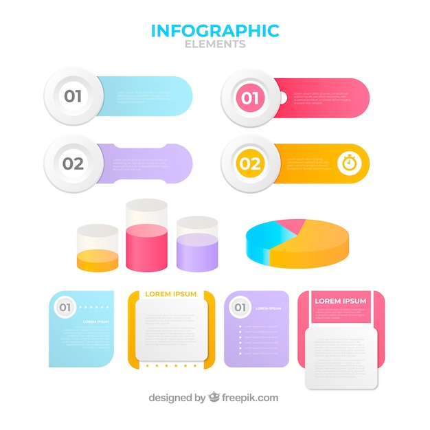 Colourful infographic elements with gradient effect