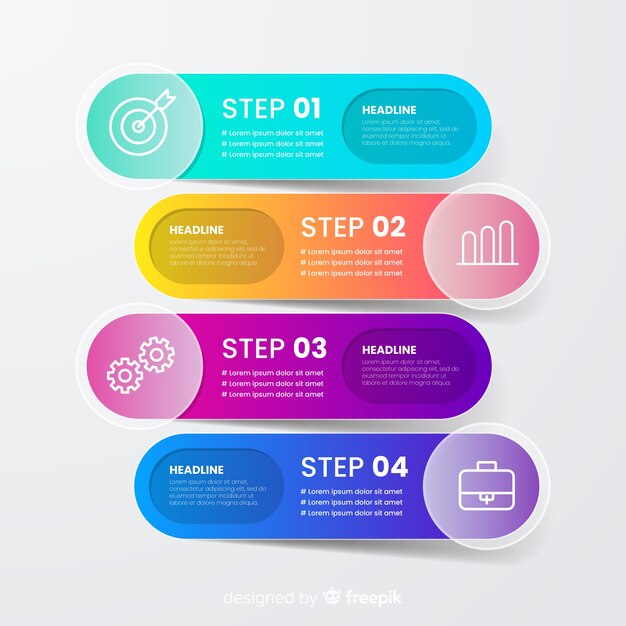 다채로운 infographic 단계 개념