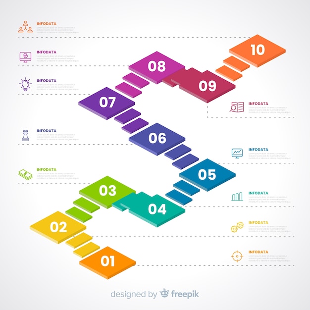 Colourful infographic steps concept