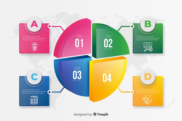 Modello di passaggi infografica colorato