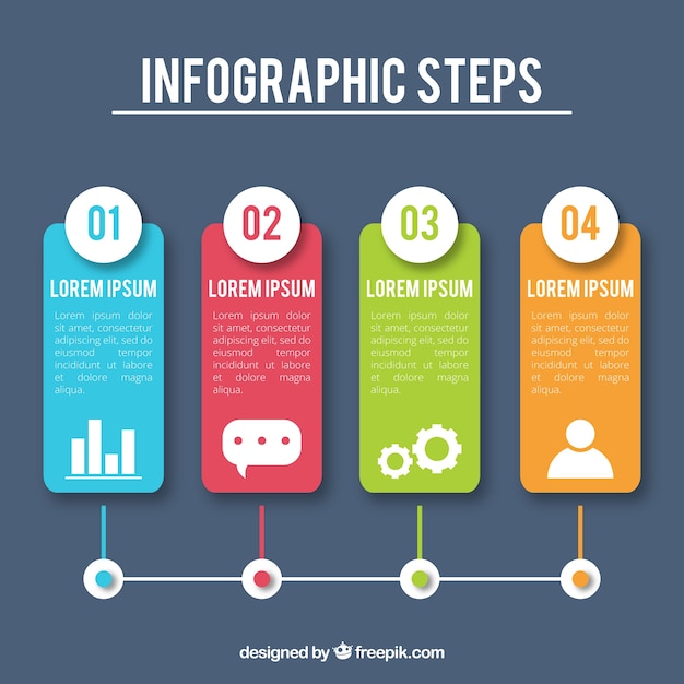 Vettore gratuito passi infografica colorati