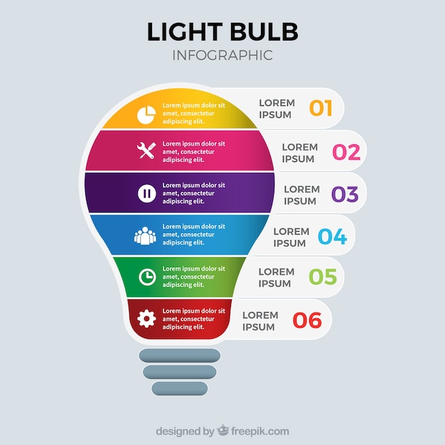 Infografica colorato con una lampadina