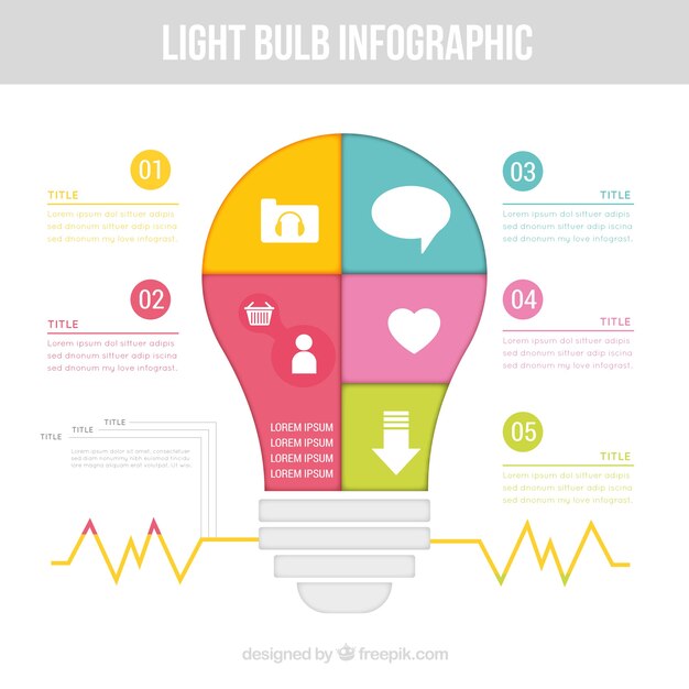 Colourful infographic with a lightbulb
