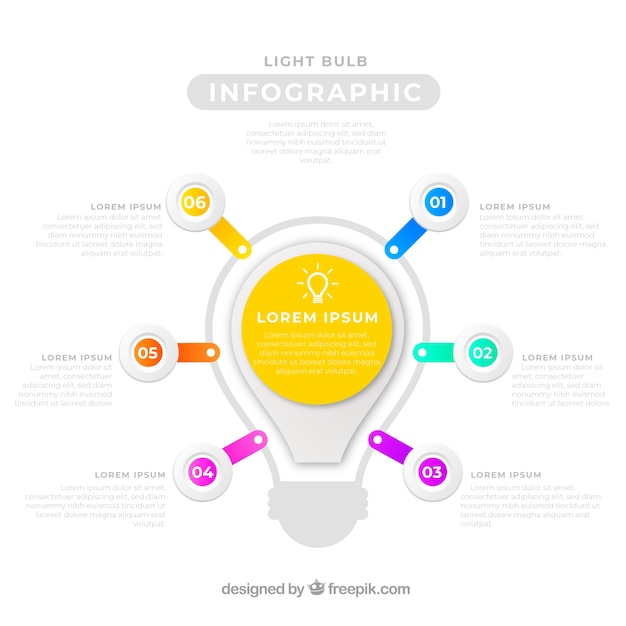 Infografica colorato con una lampadina