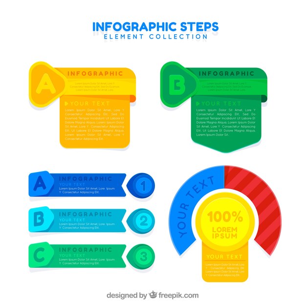 Colourful infographics with steps in flat design