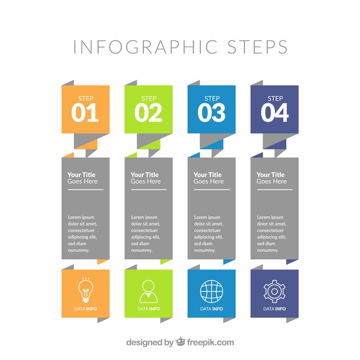 Free Vector colourful infographics with steps