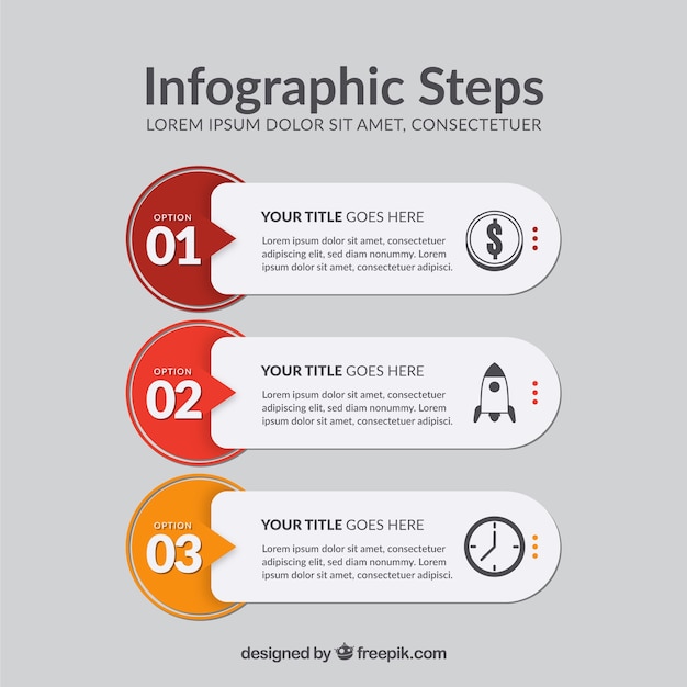 Colourful infographics with steps