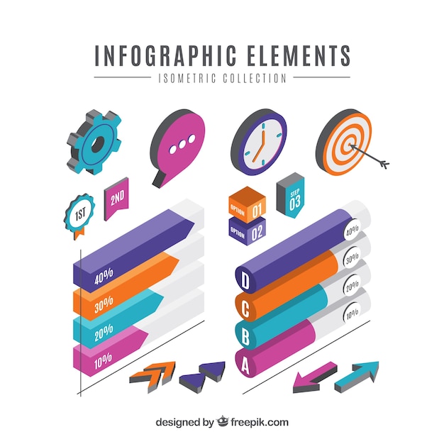 Free vector colourful isometriс infographic elements