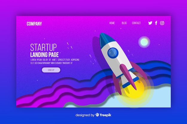 Free vector colourful isometric startup landing page template