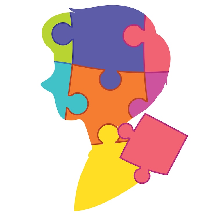 Free Vector colourful jigsaw puzzle in human shape