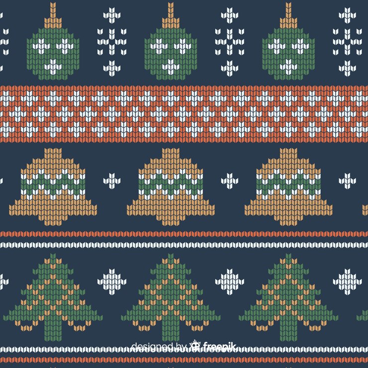 Free Vector colourful knitted christmas pattern