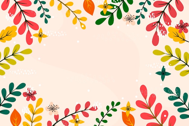 Colourful leaves flat design copy space frame background