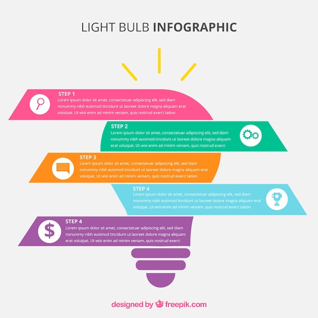 カラフルな電球のinfographic