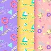 Free vector colourful memphis pattern collection