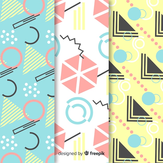 Free vector colourful memphis pattern collection