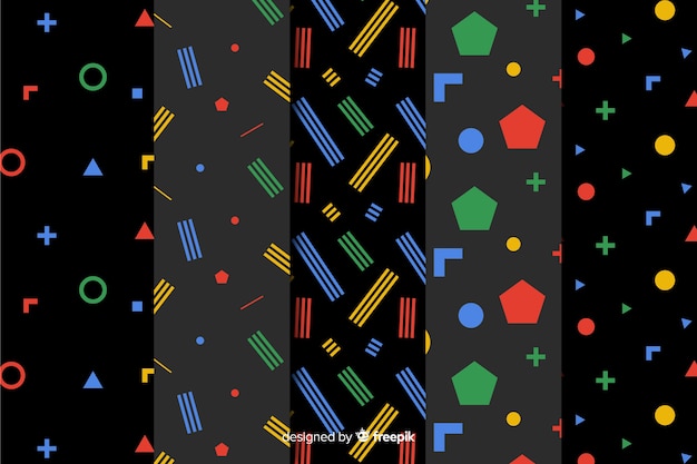 Free vector colourful memphis pattern collection