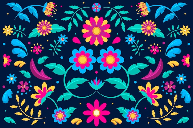 Colourful mexican background with floral ornaments