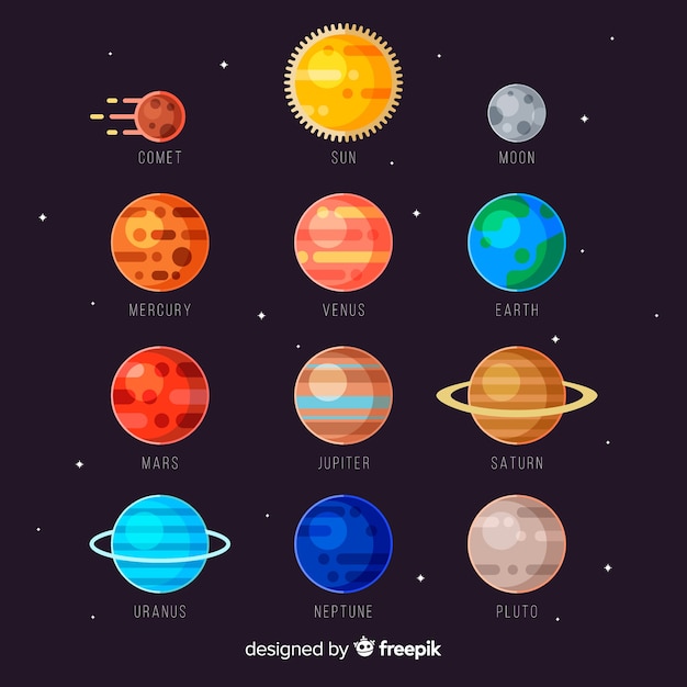 Free vector colourful milky way planets pack