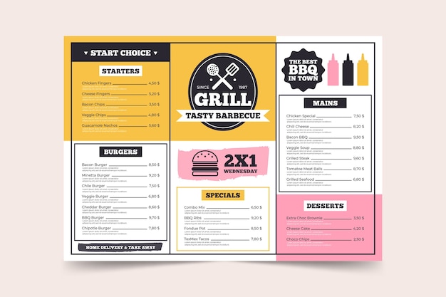 Colourful modern menu template