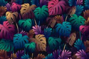 Free vector colourful monstera leaves summer background