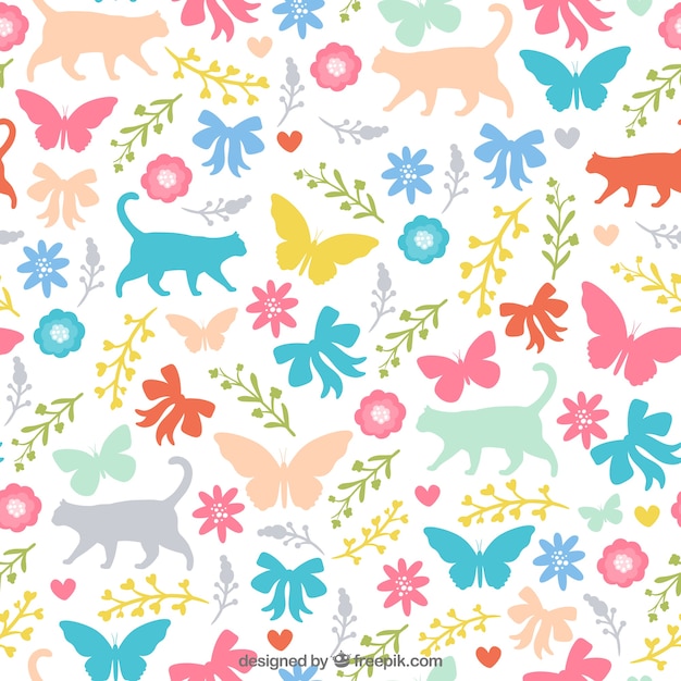 Colourful nature silhouettes pattern